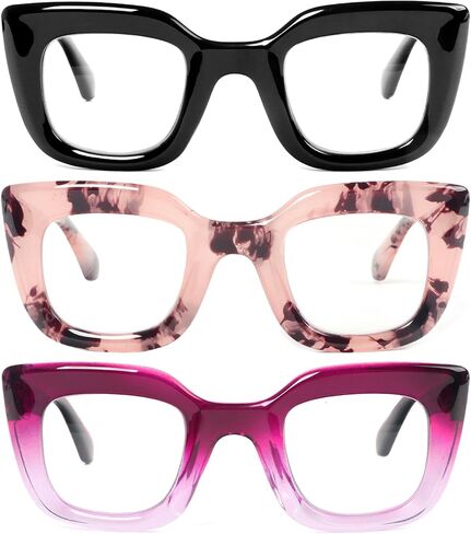 نظارات القراءة REAVEE Oprah Style للنساء، أنيقة وجذابة، 3 عبوات من الضوء الأزرق تحجب القراء الغشاشين مع مفصلات زنبركية in Kuwait