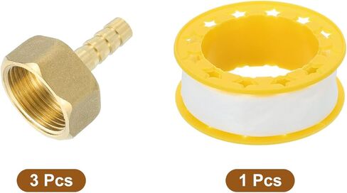 uxcell 3 Pcs Brass Hose Barb Fitting, 5/16" Barb x G 3/4 Female Brass Barb Pipe Fitting Adapter with Tape for Connect Pipes Mechanical Devices Plumbing Equipment in Saudi Arabia