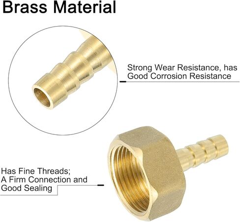 uxcell 3 Pcs Brass Hose Barb Fitting, 5/16" Barb x G 3/4 Female Brass Barb Pipe Fitting Adapter with Tape for Connect Pipes Mechanical Devices Plumbing Equipment in Saudi Arabia