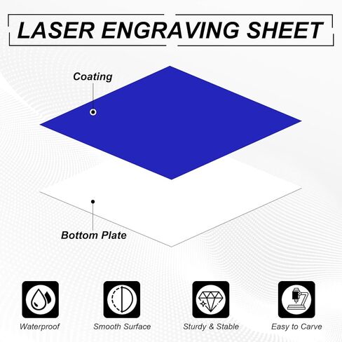 PATIKIL 4Pcs Laser Engraving Sheet, 11.8x11.8 Double Color ABS Plastic Engraved Sheet Material for Plate Custom Craft Name Sign Badge Office Label DIY, Blue/White in Saudi Arabia