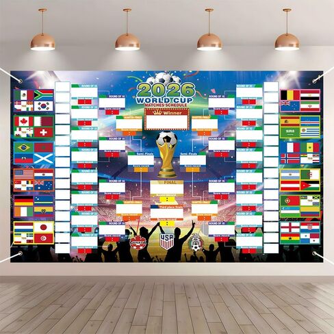 ملصق جدول كبير للغاية لكأس العالم لكرة القدم 2026 مقاس 39.4 × 25.7، قطعتان من البضائع مع 454 ملصق علم وملصق بطل متوقع، مخطط جداري للبطولة لهدايا مشجعي كرة القدم وديكورات الحفلات in Saudi Arabia