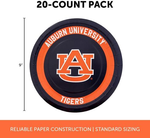 Desert Cactus Auburn University Paper Plates AU Tigers 20 Count 9 inch Round Plates for Tailgates, Parties, Graduation and Events (Design A) in Saudi Arabia