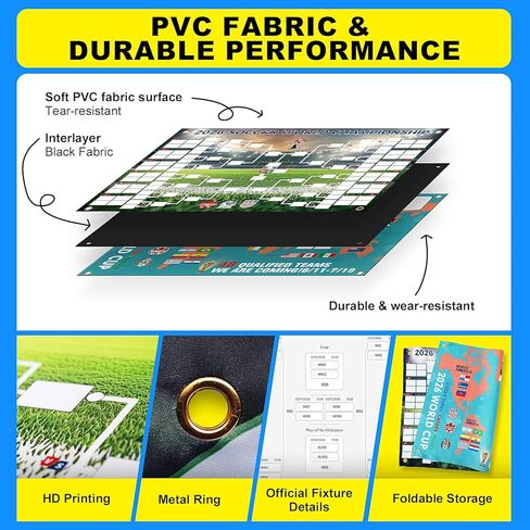2026 Soccer The World Cup Schedule Poster & 48-Team Final Stage Collection Display, 2-in-1 Utility Poster, 30.3X21.3 Inches World Cup Fixtures, Double-Sided PVC Print, Home Office Bar Decor Gifts for Soccer Fans (2026 WC - A) in Saudi Arabia