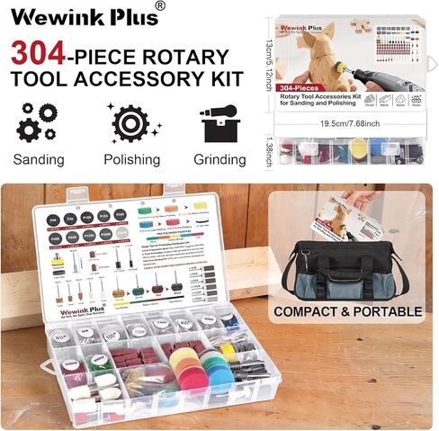 304PCS 1 Inch Wet Dry Sanding Discs, Drums & Polishing Accessories for Dremel Tool, Rotary Tool Sanding Kit, Hook and Loop Sandpaper 60-3000 Grit for Resin, 3D Print, Wood, Jewelry, Metal in Kuwait