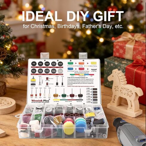 304PCS 1 Inch Wet Dry Sanding Discs, Drums & Polishing Accessories for Dremel Tool, Rotary Tool Sanding Kit, Hook and Loop Sandpaper 60-3000 Grit for Resin, 3D Print, Wood, Jewelry, Metal in Kuwait