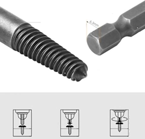 Headless Screw Extractor Set premium 6Pcs Hex Shank Fine Teeth Stripped Screw Remover Tool for Woodworking Stainless Steel Bolts Silver Color Easy Carry in Saudi Arabia
