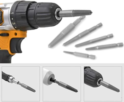 Headless Screw Extractor Set premium 6Pcs Hex Shank Fine Teeth Stripped Screw Remover Tool for Woodworking Stainless Steel Bolts Silver Color Easy Carry in Saudi Arabia