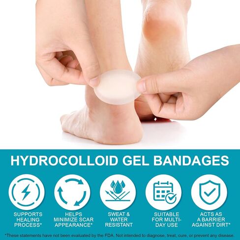 ضمادات هلامية للأقدام 30 قطعة متعددة الأحجام - تقلل من الاحتكاك والاحتكاك، مقاومة للماء والعرق، مغلفة بشكل فردي لاستخدام مريح وصحي أثناء التنقل in Kuwait