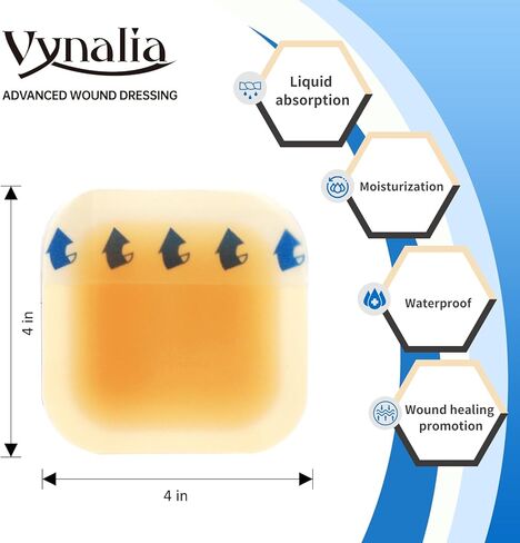 Hydrocolloid Wound Dressing 4"x4" 10pcs/Box Large Patch Bandages with Self-Adhesive Border, Fast Healing for Bedsore, Burn, Acne Care for Wound Care in Saudi Arabia