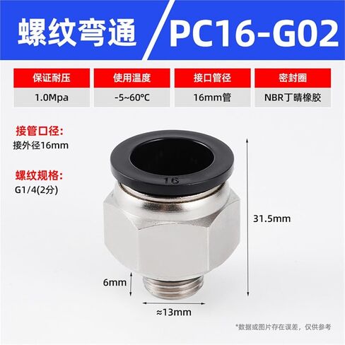 أسود/أبيض G-thread مستقيم من خلال موصل سريع PC8-02/10-02 المقابس مكون هوائي 1 قطعة (PC16-G02) in Kuwait