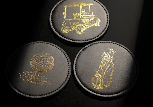 NOBLESIP® Golf Theme Coaster Set of 6 with Holder, Premium Black with Gold Designs, Bar Accessories for Golf Enthusiasts. Unique Decorative Designs. Home bar Gift, Golfer Gift in Saudi Arabia
