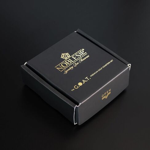 NOBLESIP® Golf Theme Coaster Set of 6 with Holder, Premium Black with Gold Designs, Bar Accessories for Golf Enthusiasts. Unique Decorative Designs. Home bar Gift, Golfer Gift in Saudi Arabia