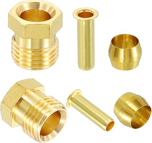 uxcell 4 Set Fit for 6mm Tube Brass Compression Assortment Kit, Sleeve Ferrule & Nut Kit & Insert Tube Fittings for Water Oil Air Pipe in Saudi Arabia