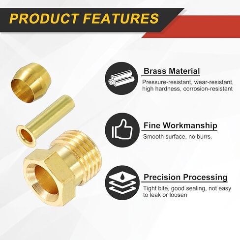uxcell 4 Set Fit for 6mm Tube Brass Compression Assortment Kit, Sleeve Ferrule & Nut Kit & Insert Tube Fittings for Water Oil Air Pipe in Saudi Arabia