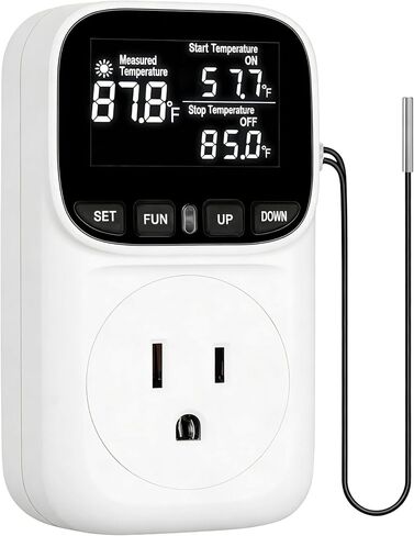 Digital Temperature Controller,Heavy-Duty 15 Amp/1800 Watt Thermostat Socket Plug,VA Display for Heating and Cooling Control Timer,Suitable for Greenhouse Incubators,Homemade Equipment,etc. in Kuwait