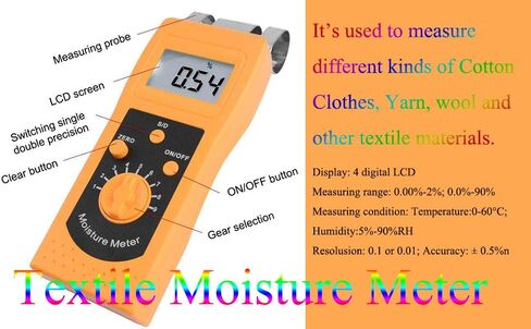 Textile Moisture Meter Tester Analyzer Measuring Range 0.0% to 90% for Cotton Clothes Yarn Wool in Kuwait