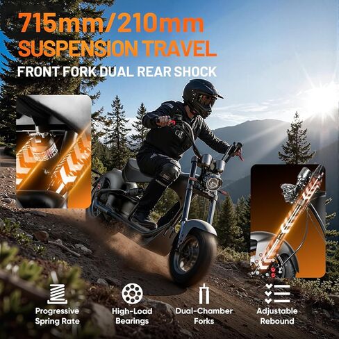 eAhora M1P Electric Motorcycle for Adults, 2000W Motor 37mph, 40+ Miles Range with 60V 30Ah Battery, Full Suspension, Hydraulic Brakes,Street Legal Electric Motorcycle for Commuting in Saudi Arabia