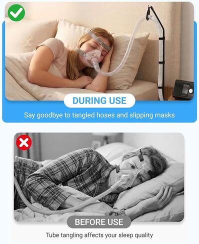 حامل خرطوم Elviros CPAP للسرير، ذراع دوار قابل للتعديل مع مخزن مؤقت مرن، حامل أنبوب تحت المرتبة، تصميم مدمج قابل للطي CPAP خرطوم شماعات مع حقيبة تخزين، أسود in Kuwait