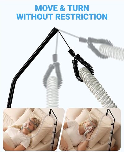 حامل خرطوم Elviros CPAP للسرير، ذراع دوار قابل للتعديل مع مخزن مؤقت مرن، حامل أنبوب تحت المرتبة، تصميم مدمج قابل للطي CPAP خرطوم شماعات مع حقيبة تخزين، أسود in Kuwait