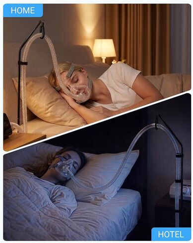 حامل خرطوم Elviros CPAP للسرير، ذراع دوار قابل للتعديل مع مخزن مؤقت مرن، حامل أنبوب تحت المرتبة، تصميم مدمج قابل للطي CPAP خرطوم شماعات مع حقيبة تخزين، أسود in Kuwait