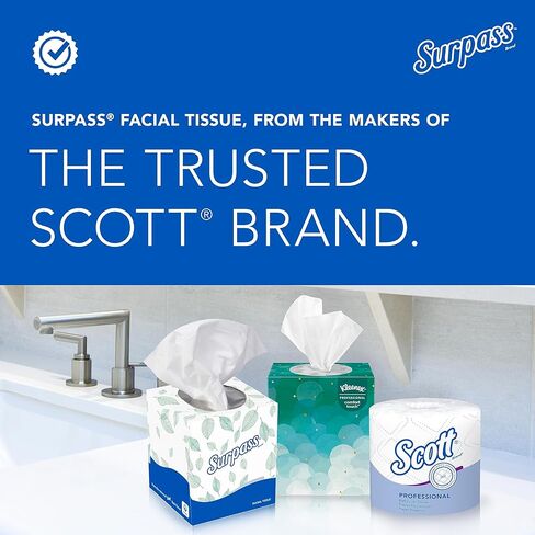 Surpass® Facial Tissues, Bulk (21390), 2-Ply, White, Flat Boxed Format, Ecologo, Designed for Business (125 Tissues/Box, 60 Boxes, 7,500 Sheets/Case) in Kuwait