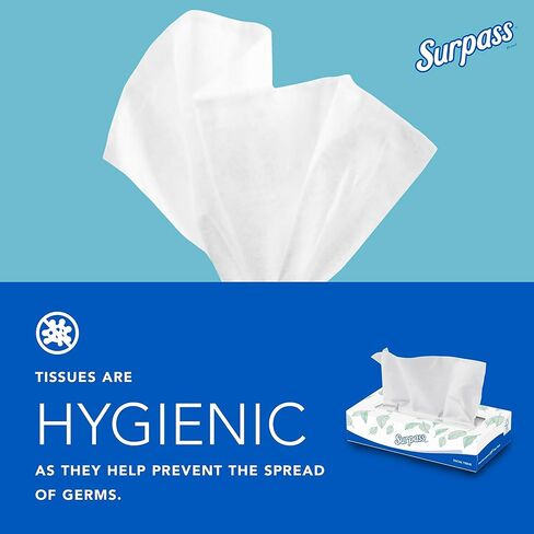 Surpass® Facial Tissues, Bulk (21390), 2-Ply, White, Flat Boxed Format, Ecologo, Designed for Business (125 Tissues/Box, 60 Boxes, 7,500 Sheets/Case) in Kuwait
