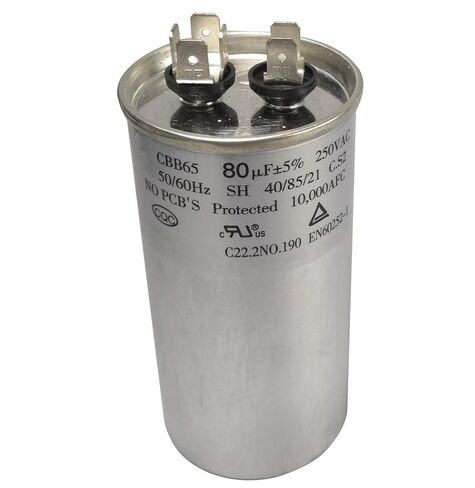 CBB65 250VAC 80uF Run Capacitor 80MFD 80 uF MFD 250V AC SH C.S2 50x100mm 40/85/21 UL Listed in Kuwait