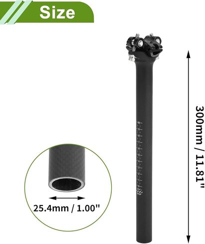 العالمي 25.4x300mm ألياف الكربون نمط ماتي الأسود مقعد الدراجة المشاركات قابل للتعديل زاوية خفيفة الوزن دراجة السرج آخر مقعد أنبوب ألياف الكربون 1 قطعة in Saudi Arabia