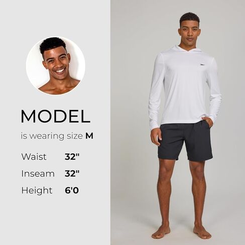 Reebok Hooded Rash Guard for Men– Long Sleeve Sun Shirt, UPF 50+ UV Protection Fishing Running Hiking Athletic Workout in Saudi Arabia