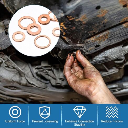 M METERXITY 100-Pack Copper Washers, Metric M10x14x1mm Copper Sealing Washers for Bolts Screws Nuts for Automotive/Machinery/Plumbing, Flat Metal Flat Ring in Kuwait