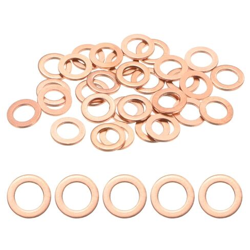 M METERXITY 100 حزمة من غسالات النحاس، متري M10x14x1mm غسالات ختم النحاس للبراغي والصواميل للسيارات / الآلات / السباكة، حلقة مسطحة معدنية مسطحة in Saudi Arabia