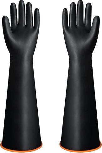 قفازات لاتكس مقاومة للمواد الكيميائية مقاس 22 بوصة، قفازات مطاطية طويلة قابلة لإعادة الاستخدام وقفازات غسيل الأطباق، قفازات أمان صناعية للرجال، حماية الساعد مقاومة للماء للأحماض القوية والقلويات والزيت، مقاس XL in Kuwait
