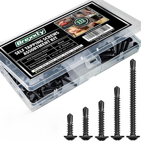 150 PCS Self Drilling Screws for Metal, Wood & Plastic – 410 Stainless Steel Self Tapping Screws Assortment – Includes #8 (1/2", 3/4") & #10 (1", 1-1/2") TEK Metal Screws with Hex Washer Head in Saudi Arabia