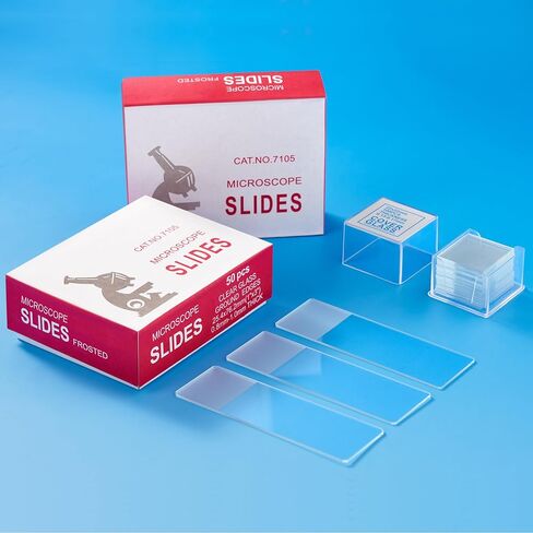 مجموعة شرائح وأغطية مجهرية مكونة من 300 قطعة (100 شريحة + 200 شريحة غطاء)، زجاج عديم اللون تم تنظيفه مسبقًا مع نهاية بلوري، حواف مصقولة وزوايا أمان بزاوية 45 درجة للمختبر والفصول الدراسية والمدرسة المنزلية والعلوم والتكنولوجيا والهندسة والرياضيات in Kuwait