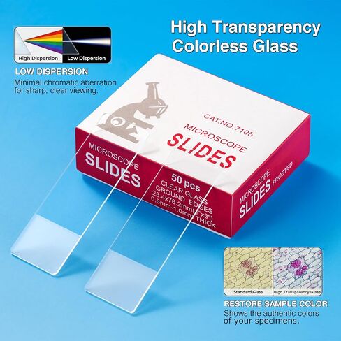 مجموعة شرائح وأغطية مجهرية مكونة من 300 قطعة (100 شريحة + 200 شريحة غطاء)، زجاج عديم اللون تم تنظيفه مسبقًا مع نهاية بلوري، حواف مصقولة وزوايا أمان بزاوية 45 درجة للمختبر والفصول الدراسية والمدرسة المنزلية والعلوم والتكنولوجيا والهندسة والرياضيات in Kuwait