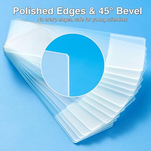 مجموعة شرائح وأغطية مجهرية مكونة من 300 قطعة (100 شريحة + 200 شريحة غطاء)، زجاج عديم اللون تم تنظيفه مسبقًا مع نهاية بلوري، حواف مصقولة وزوايا أمان بزاوية 45 درجة للمختبر والفصول الدراسية والمدرسة المنزلية والعلوم والتكنولوجيا والهندسة والرياضيات in Kuwait