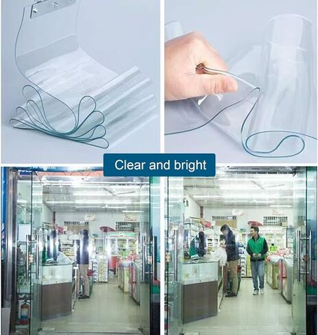 ستائر شفافة من شريط PVC لأبواب الفريزر والمبرد، وأطقم أبواب بلاستيكية شديدة التحمل، وعزل شتوي، والمستودعات والاستخدام التجاري (W75xH190cm/29.53x74.8in) in Kuwait