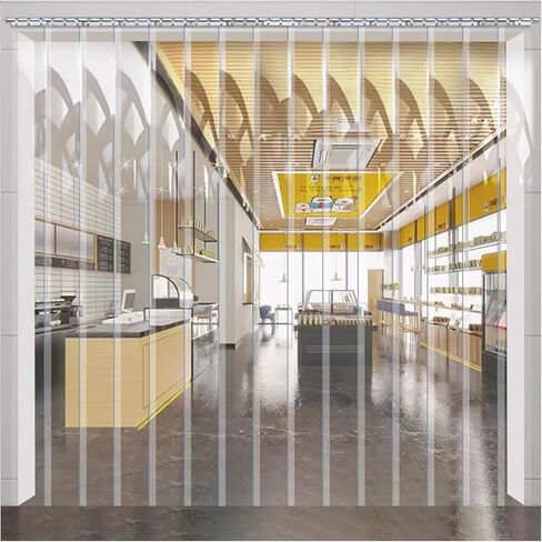 طقم ستائر باب بشريط PVC شفاف - ستائر بلاستيكية معزولة للمبردات وأبواب الفريزر والاستخدام في الشتاء (W90xH210cm/35.43x82.68in) in Kuwait