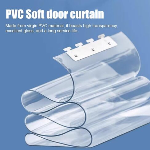 طقم ستائر باب بشريط PVC شفاف - ستائر بلاستيكية معزولة للمبردات وأبواب الفريزر والاستخدام في الشتاء (W90xH210cm/35.43x82.68in) in Kuwait