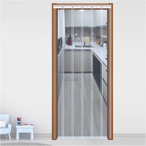 مجموعة ستائر الباب الناعمة للفريزر PVC - ستائر شريطية بلاستيكية مقاومة للماء لمبرد المشي، ومصاريع الإعصار، وأبواب المستودعات (W240xH210cm/94.49x82.68in) in Kuwait