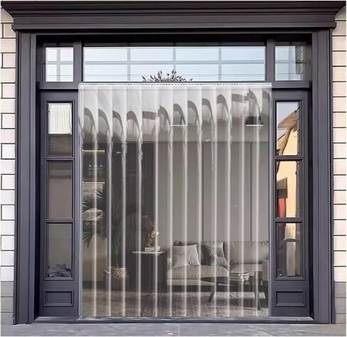 ستائر شريطية معزولة من مادة PVC - حاجز مقاوم للرياح ومقاوم للماء للمستودعات والمجمدات - تصميم شفاف وسلس (عرض 135 × ارتفاع 280 سم / 53.15 × 110.2 بوصة) in Kuwait