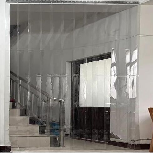 ستائر شريطية معزولة من مادة PVC - حاجز مقاوم للرياح ومقاوم للماء للمستودعات والمجمدات - تصميم شفاف وسلس (عرض 135 × ارتفاع 280 سم / 53.15 × 110.2 بوصة) in Kuwait
