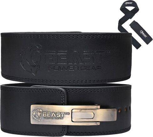 Weight Lifting 10MM 13MM Leather Lever Belt Powerlifting - Free Strap Lower Back Support for Weightlifting, Deadlifts, Squats, Power Belt - Men & Women in Kuwait