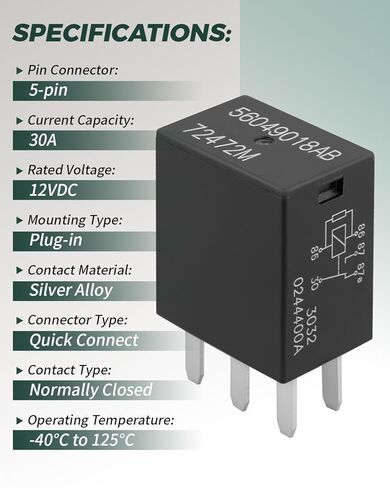 56049018AB 72472M مرحل 30A 12VDC 5Pin مناسب لكرايسلر/دودج/جيب مرحل السيارة، قطعتان in Kuwait