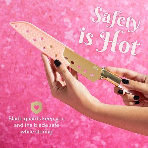 Paris Hilton Stainless Steel Knife Set with Jewel Shaped Handles and Gold Blades, Iconic Cutlery Set, 4-Piece, Pink in Saudi Arabia