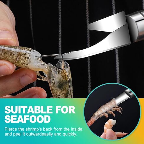 2 Pack Stainless Steel Shrimp Peeler and Deveiner Tool, Multifunctional Shrimp Cleaner Knife for Effortless Seafood Prep, Professional Shrimp Cleaning Gadget for Home Kitchen in Kuwait