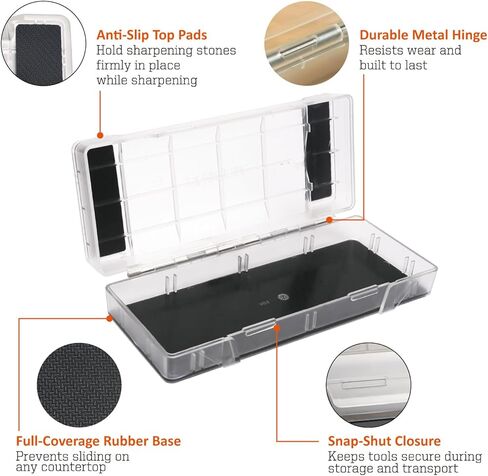 SHARPAL 160H 2PCS 2-in-1 Whetstone and Knife Sharpening Stone Holder & Storage Case with Non-Slip Rubber Base (Fits up to 7.95 x 2.95 x 1.1 inch / 202 x 75 x 28 mm) in Kuwait