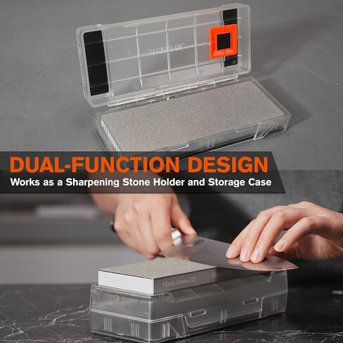 SHARPAL 160H 2PCS 2-in-1 Whetstone and Knife Sharpening Stone Holder & Storage Case with Non-Slip Rubber Base (Fits up to 7.95 x 2.95 x 1.1 inch / 202 x 75 x 28 mm) in Kuwait