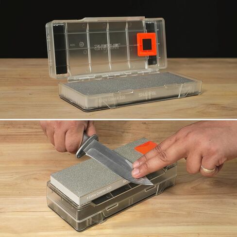SHARPAL 160H 2PCS 2-in-1 Whetstone and Knife Sharpening Stone Holder & Storage Case with Non-Slip Rubber Base (Fits up to 7.95 x 2.95 x 1.1 inch / 202 x 75 x 28 mm) in Kuwait