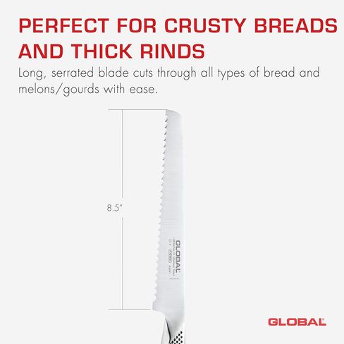 Global 8 1/2 inch Serrated Bread Knife - Lightweight Japanese Stainless Steel, Razor-Sharp Edge, Made in Japan, G-9 in Saudi Arabia